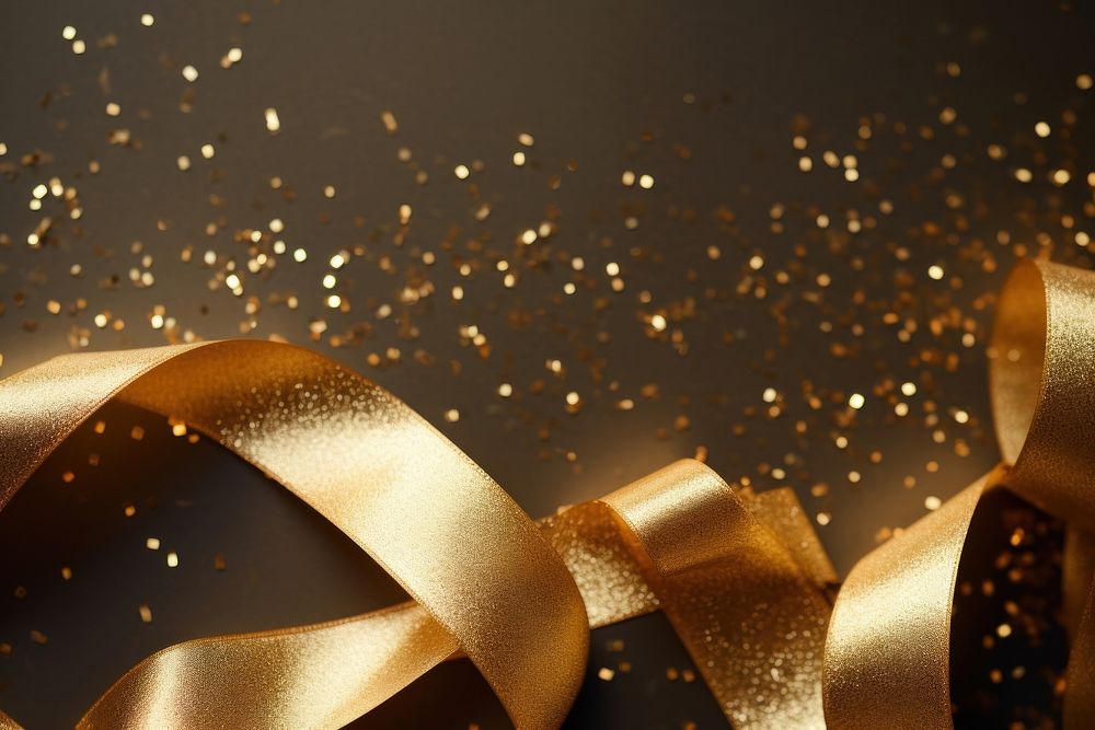 Golden ribbon and glitter paper illuminated celebration.
