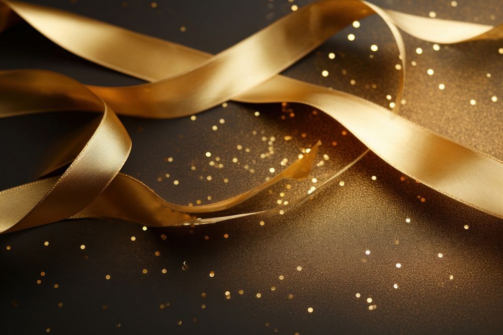 Golden ribbon and glitter paper illuminated celebration.