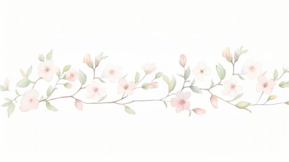 Blossoms as divider watercolour illustration pattern flower plant.