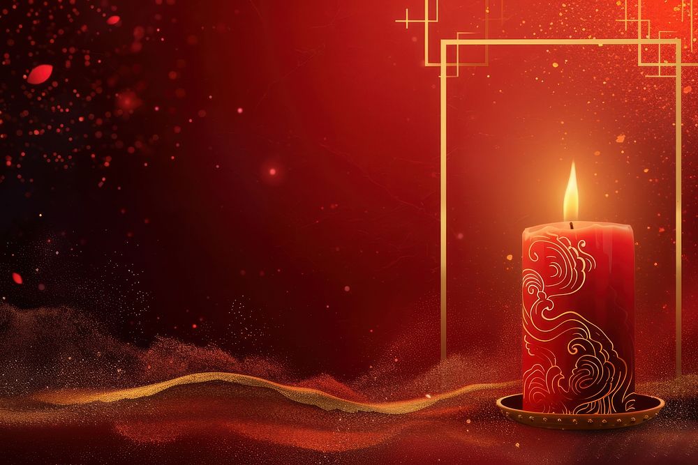 Candle with frame red illuminated celebration.