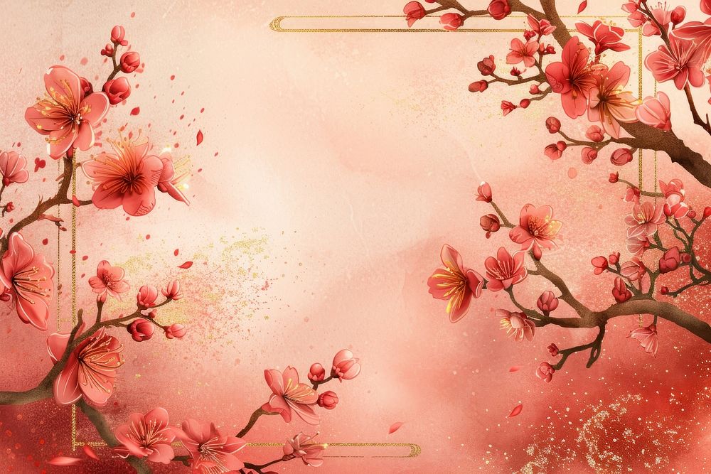 Cherry blossom with frame backgrounds flower plant.