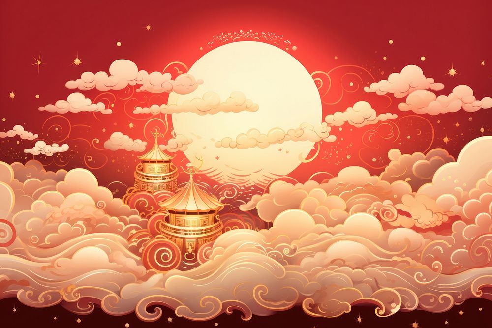 Cloud with candle backgrounds gold red.