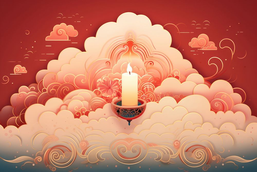 Cloud with candle red art spirituality.