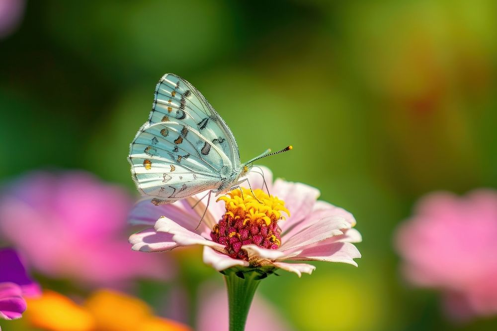Butterfly eating flower animal insect. AI generated Image by rawpixel.