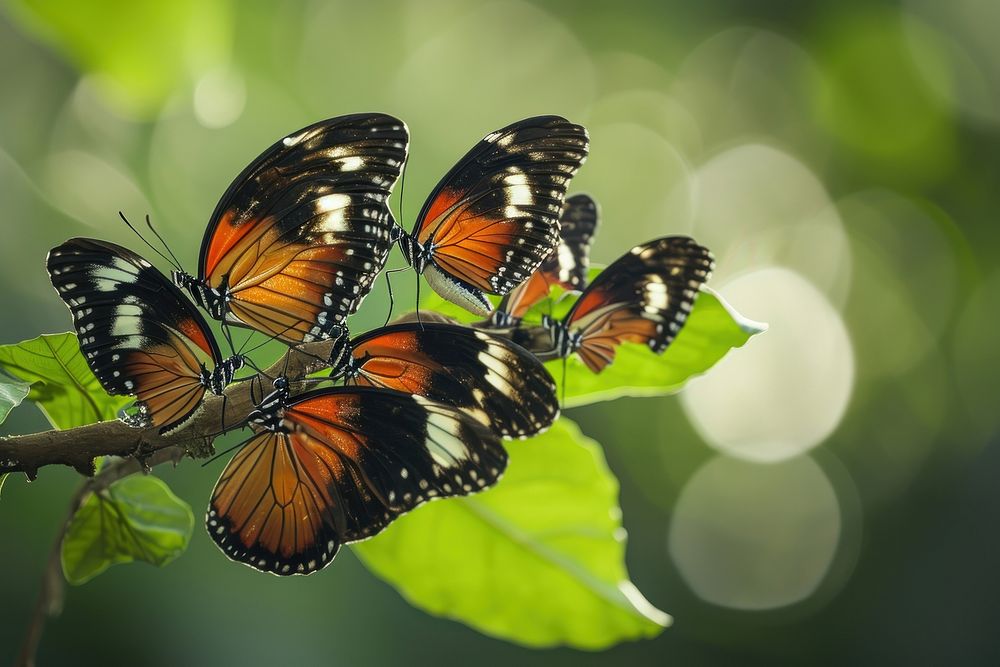 Butterflies on a twig butterfly animal insect. AI generated Image by rawpixel.