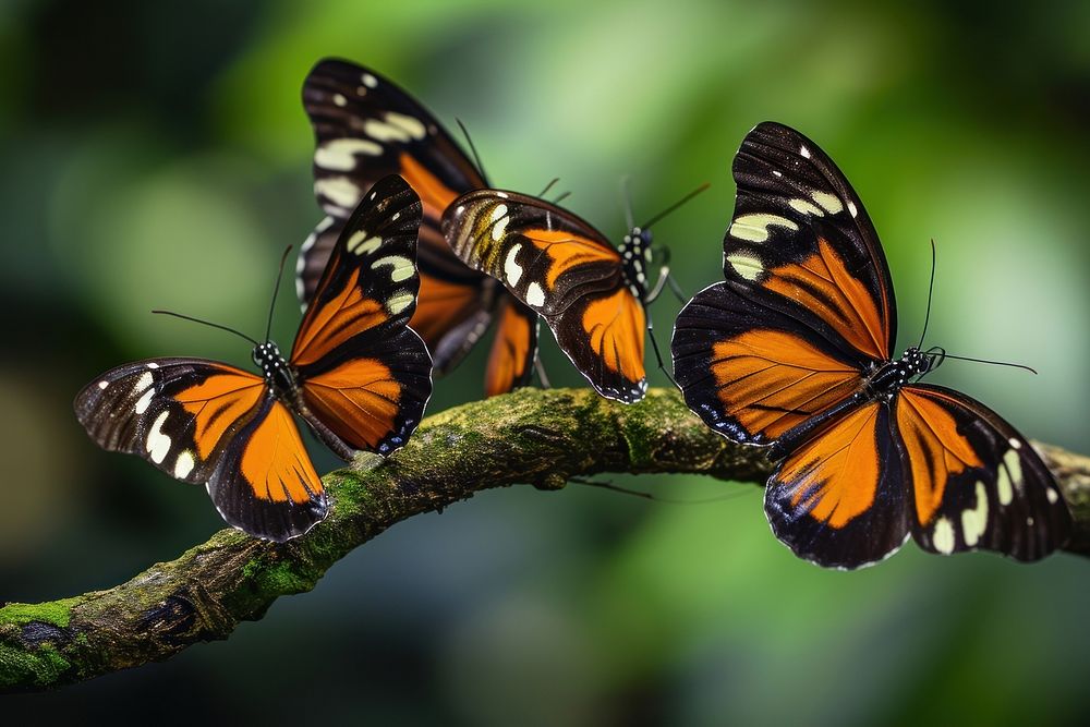 Butterflies on a twig butterfly animal insect. AI generated Image by rawpixel.