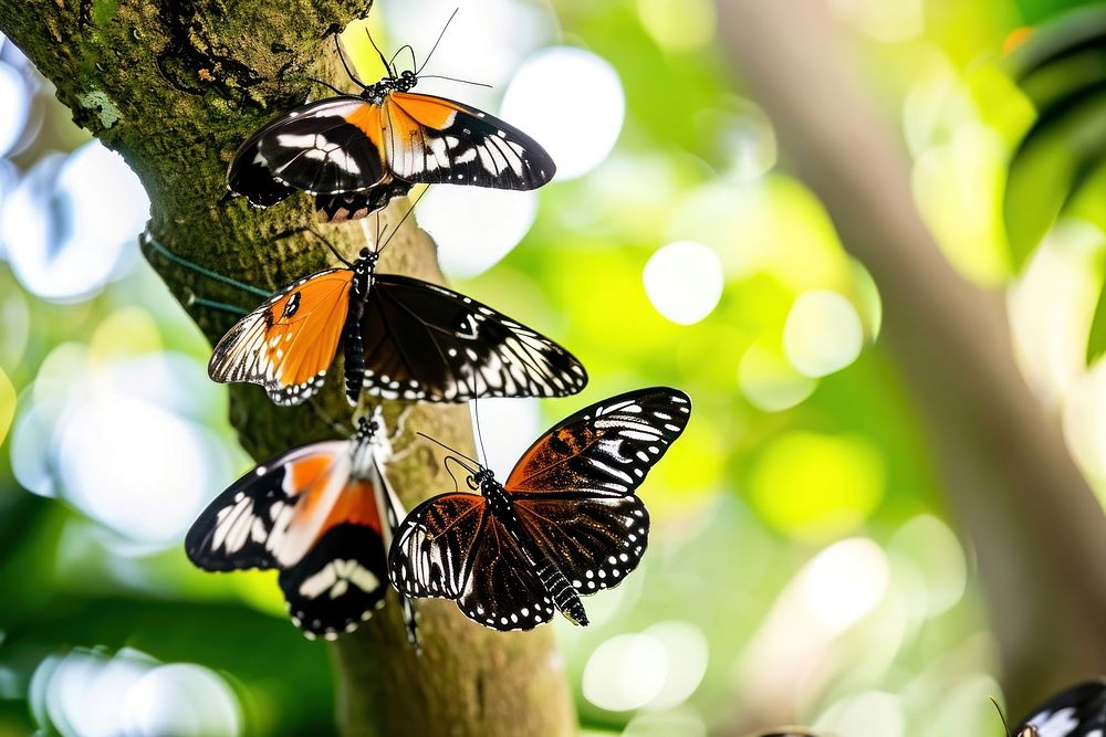 Butterflies on a tree branch butterfly animal insect. AI generated Image by rawpixel.