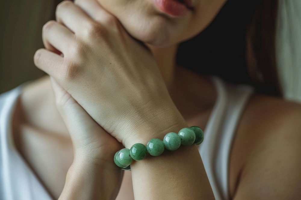 Jade bracelet jewelry adult woman. AI generated Image by rawpixel.