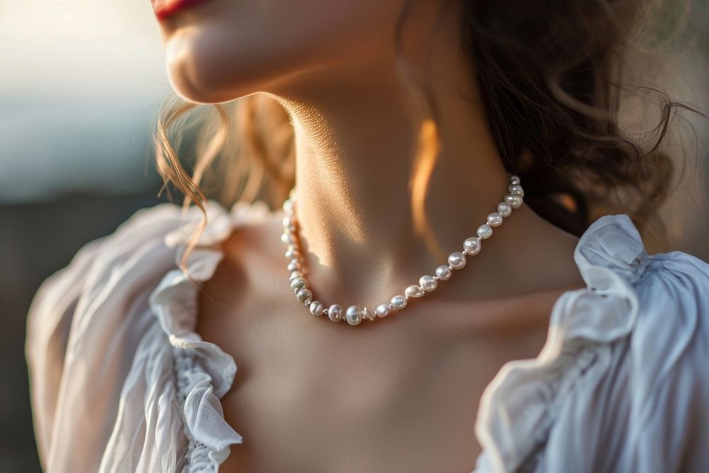 Pearl necklace jewelry celebration accessories. AI generated Image by rawpixel.