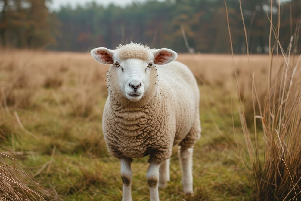 Sheep standing in the field livestock animal mammal.