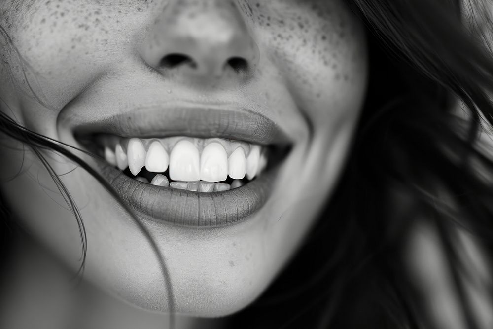 Woman smiling teeth photography portrait.