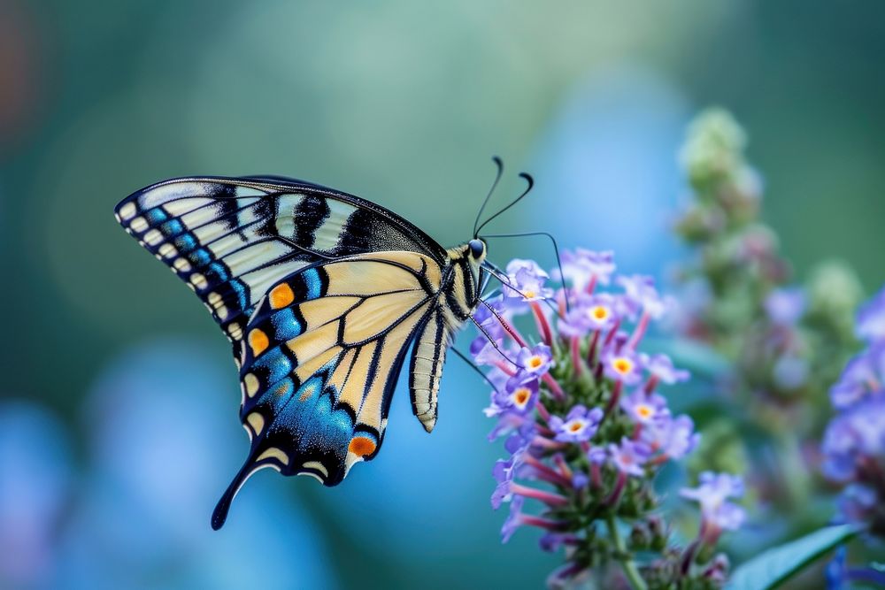 Butterfly drinking nectar animal insect magnification. AI generated Image by rawpixel.