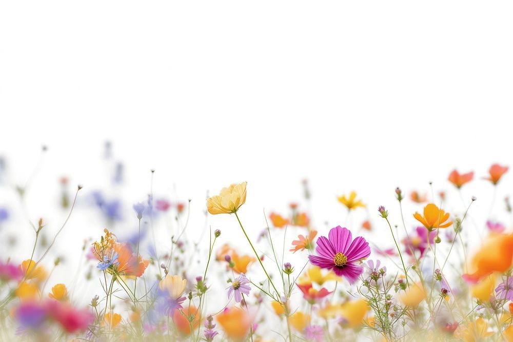 Flying wildflowers border backgrounds grassland outdoors.