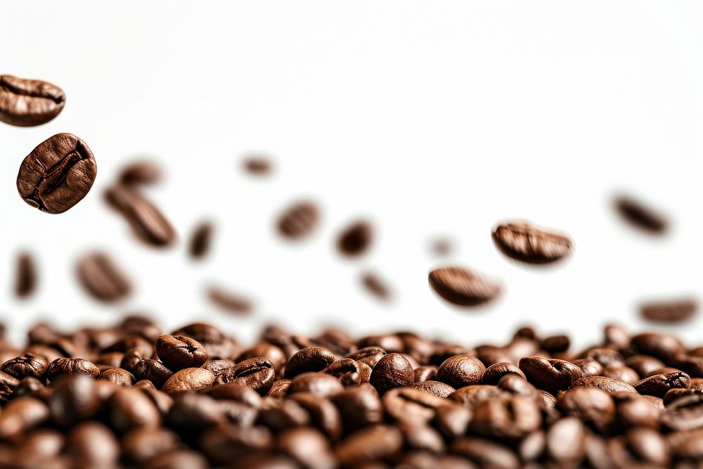 Flying coffee beans border backgrounds refreshment freshness.