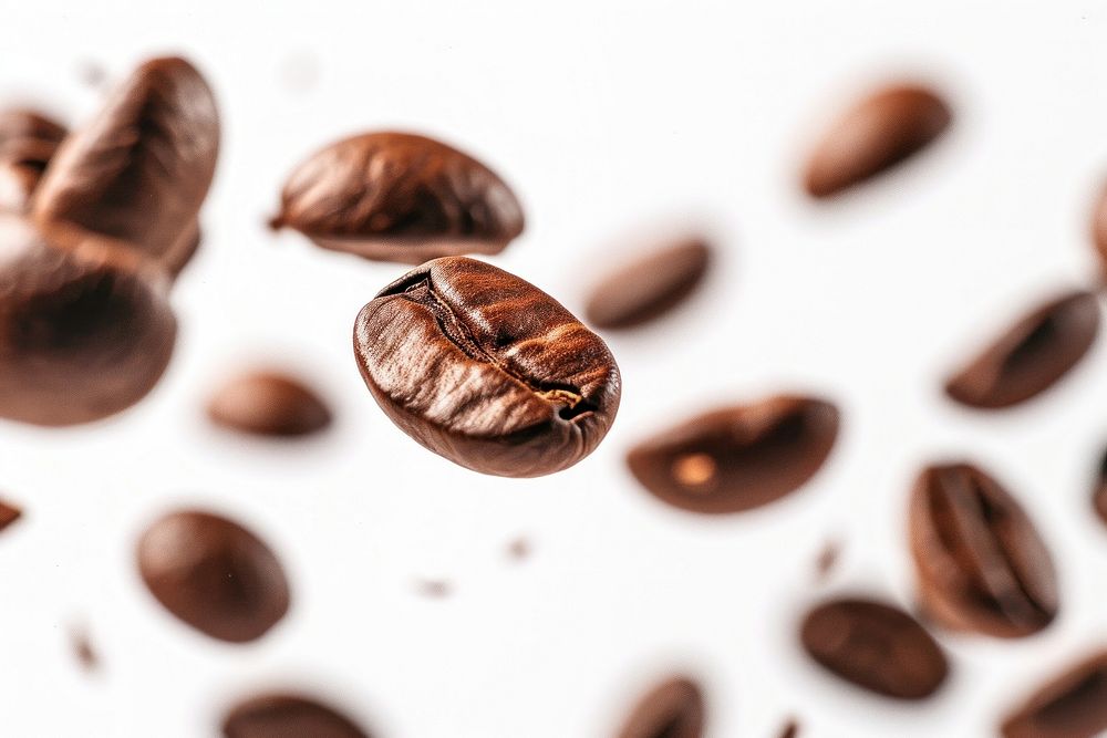 Flying coffee beans border backgrounds freshness beverage.