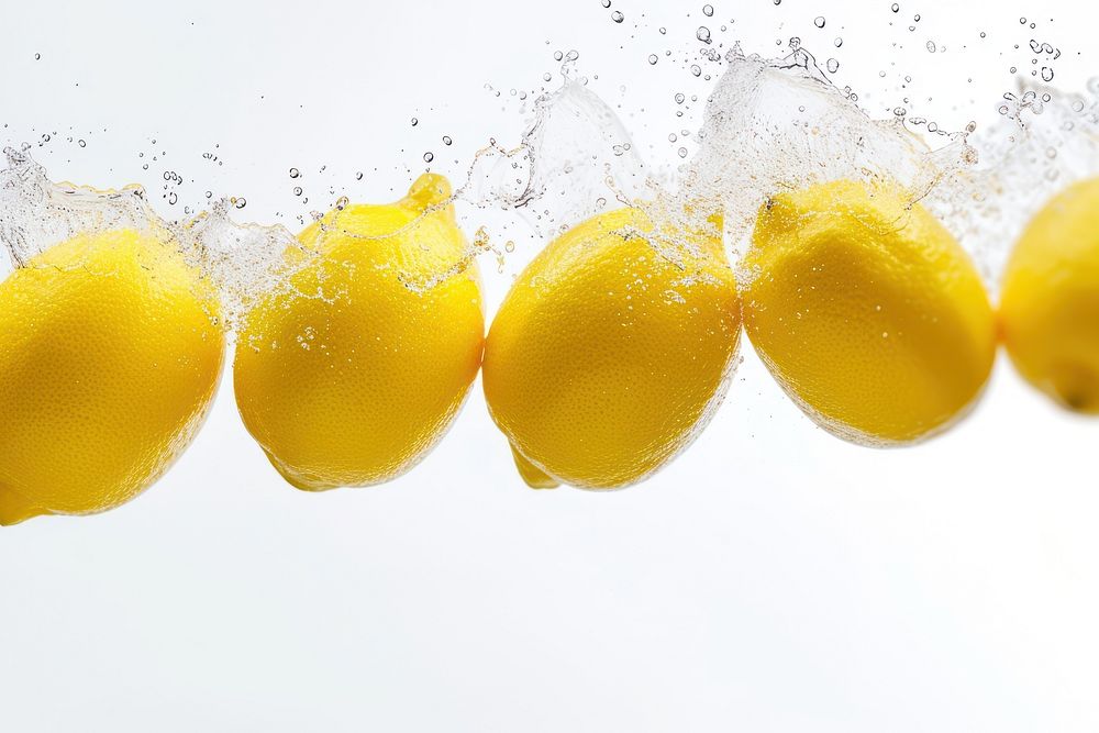 Flying lemons border fruit food freshness.