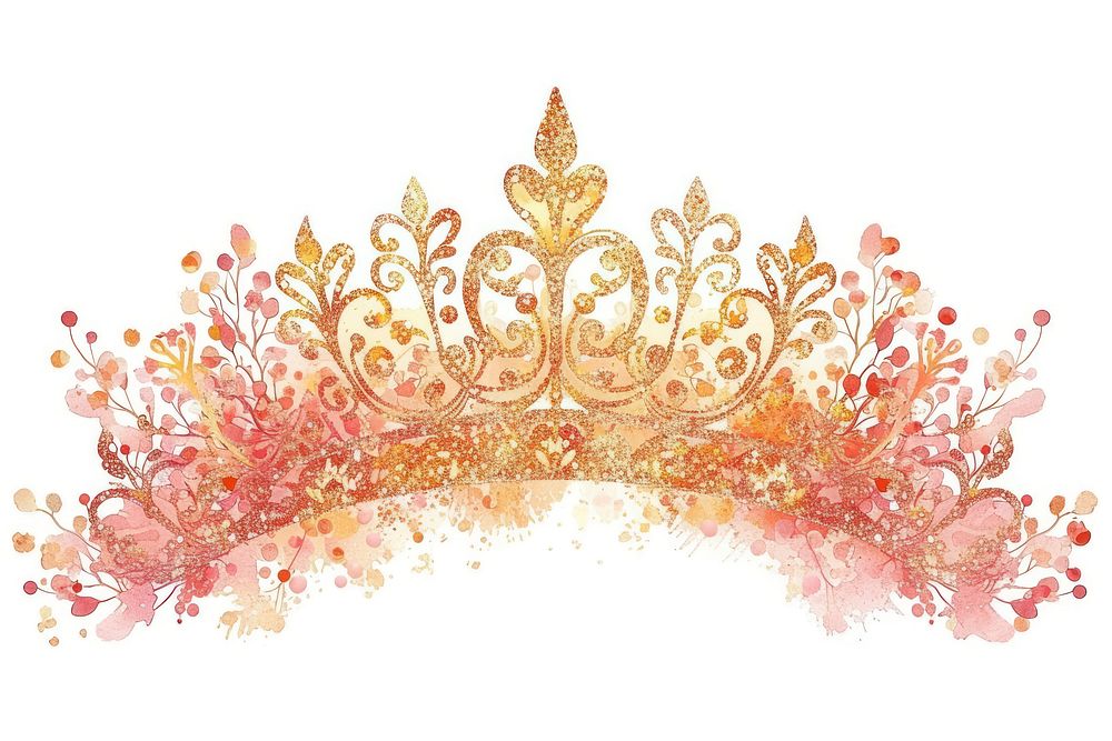 Crown tiara gold white background.