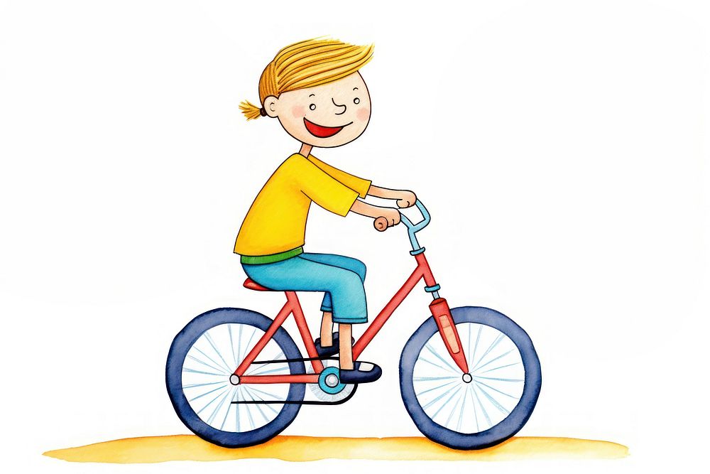 Boy riding a bicycle cartoon vehicle cycling. AI generated Image by rawpixel.