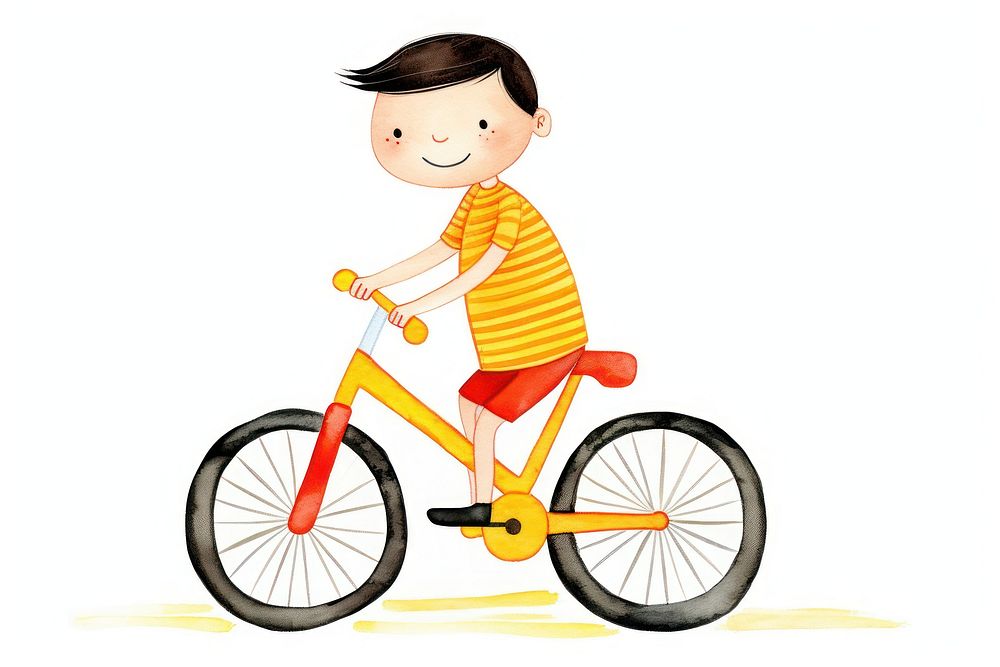 Boy riding a bicycle vehicle cycling cartoon. AI generated Image by rawpixel.