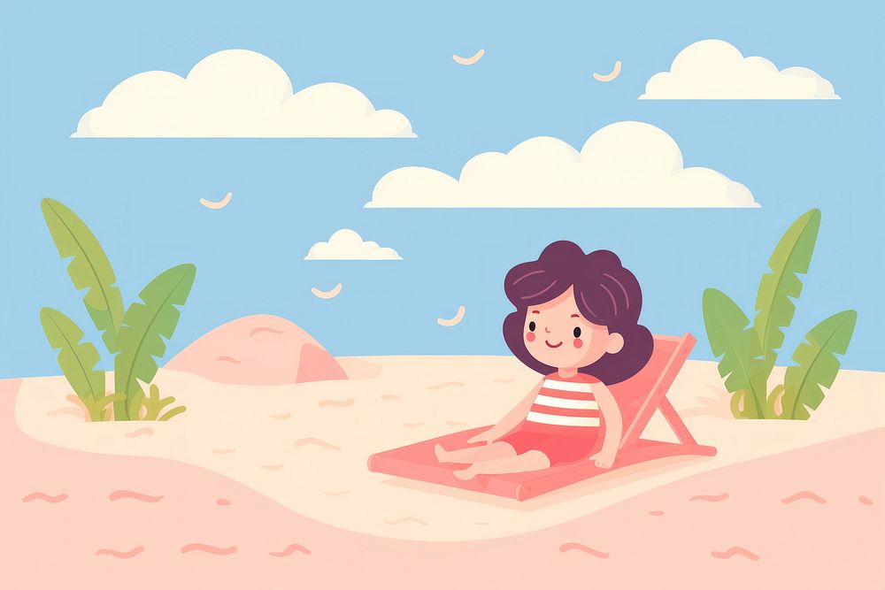  Summer beach outdoors cartoon nature. AI generated Image by rawpixel.