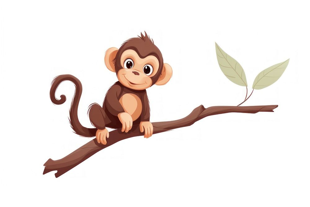 Monkey swings on a branch wildlife animal mammal. AI generated Image by rawpixel.