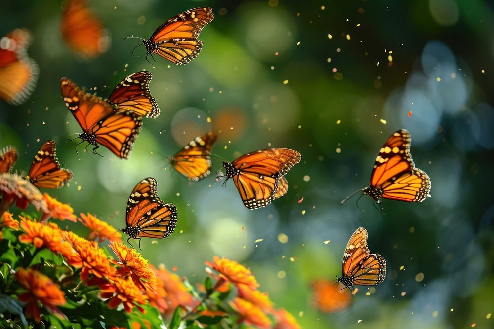 Group of butterfly animal insect flying. AI generated Image by rawpixel.