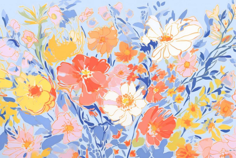  Flowers backgrounds painting outdoors. AI generated Image by rawpixel.