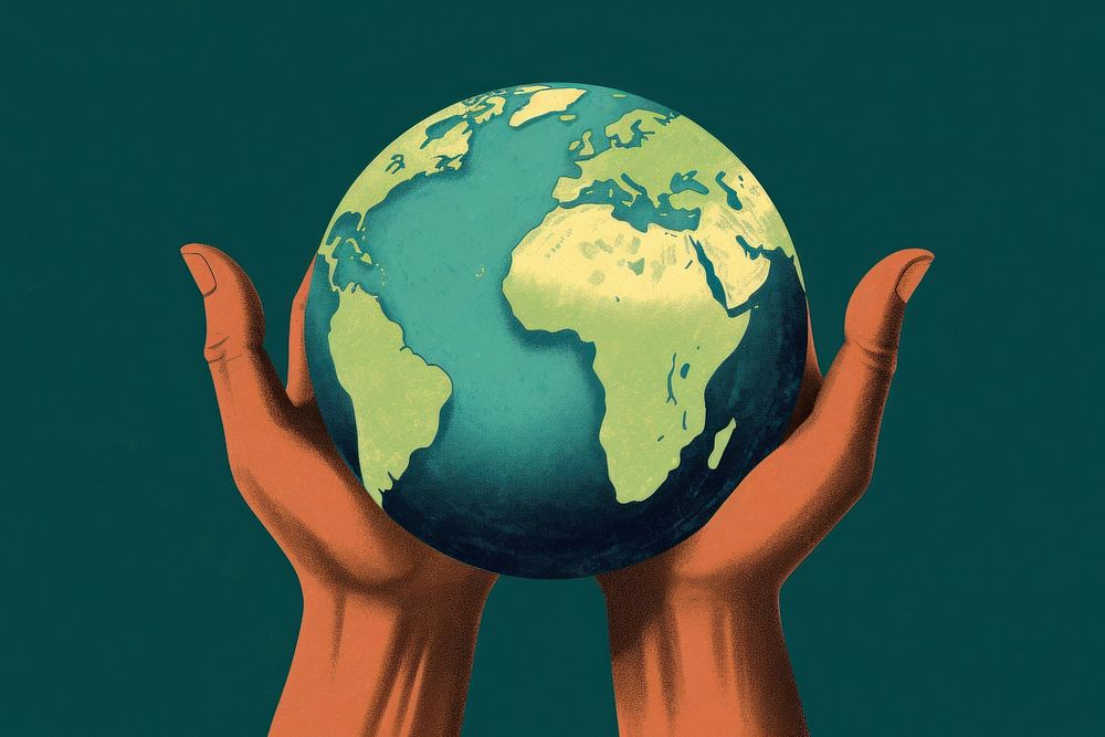 World holding sphere planet.