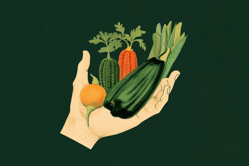 Vegetables zucchini holding squash.