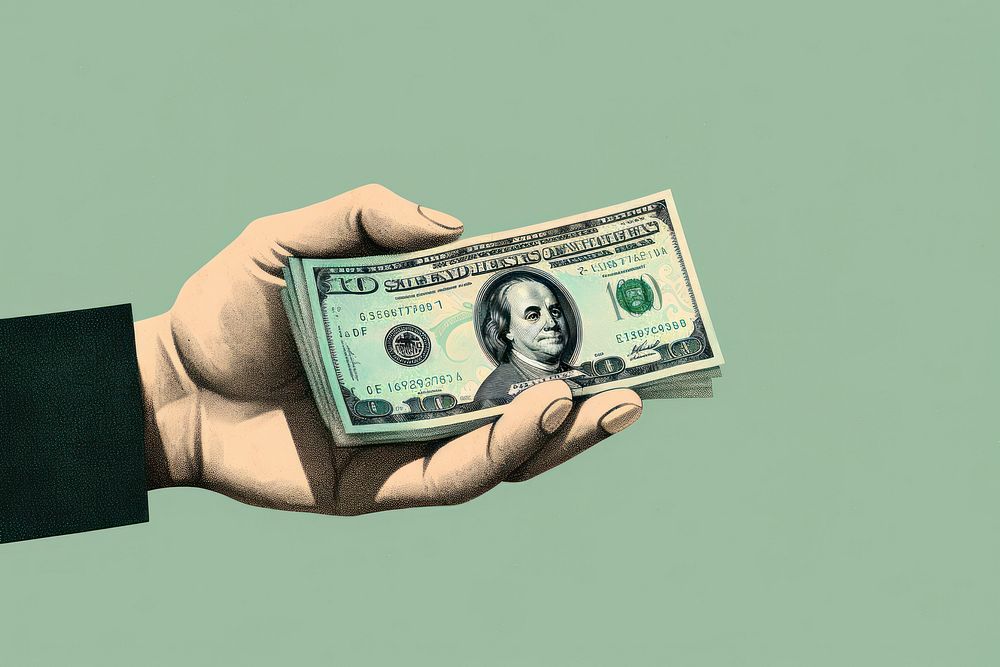Money holding dollar hand.