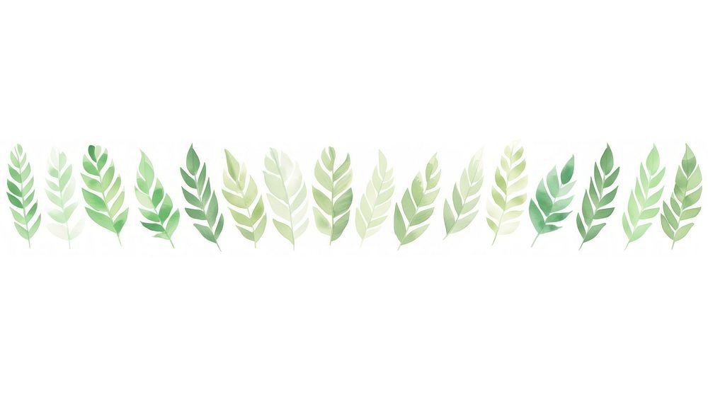 Green leaves as divider watercolour illustration backgrounds plant leaf.