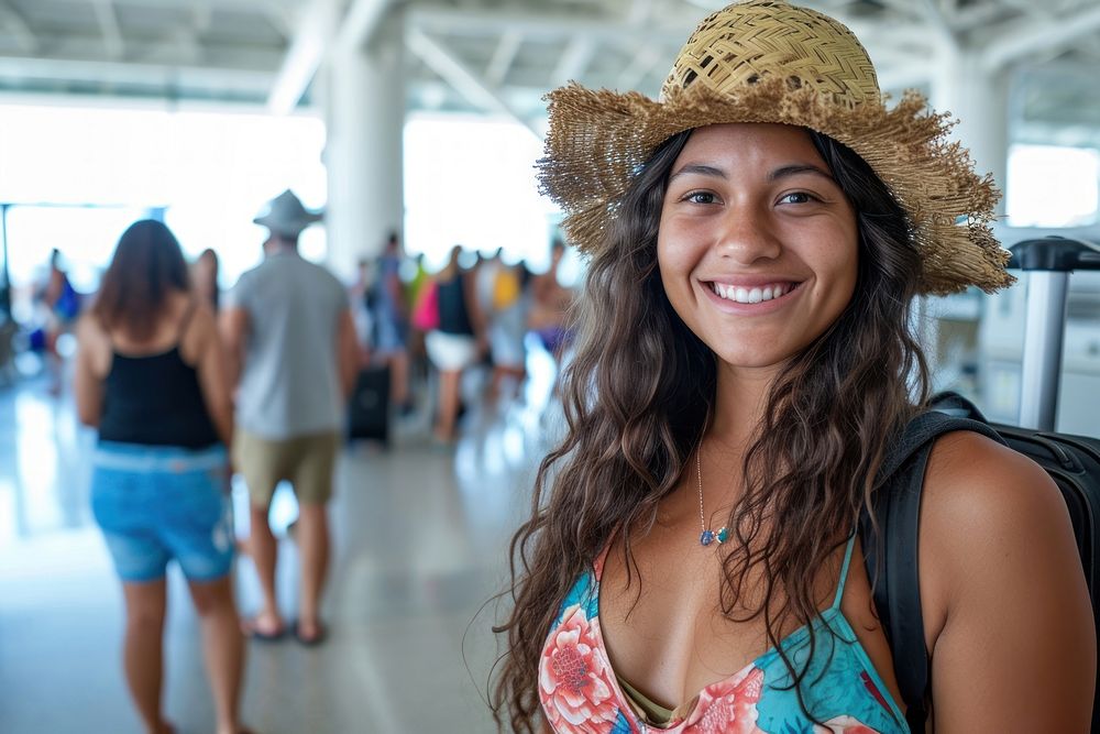 Happy Samoan girl standing portrait adult.