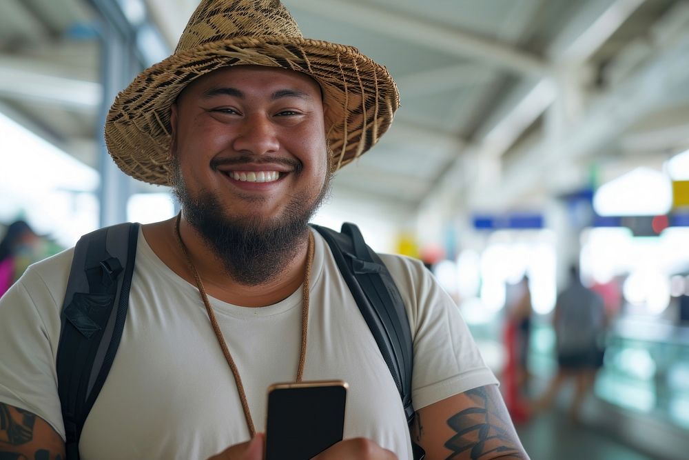 Happy Samoan man portrait smiling travel.