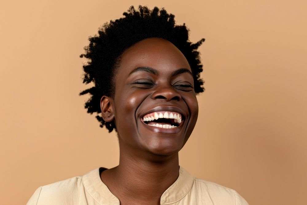 Woman smiling portrait laughing adult.