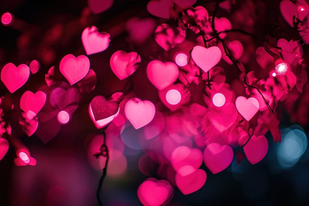  Heart bokeh backgrounds light pink. AI generated Image by rawpixel.