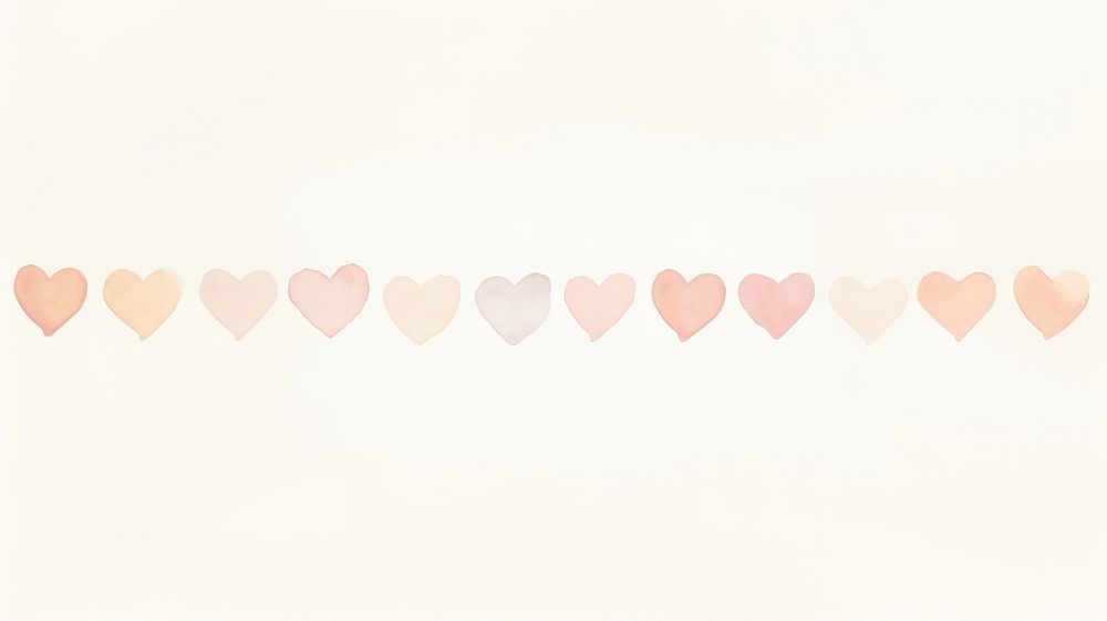 Hearts as divider line watercolour illustration backgrounds creativity pattern.