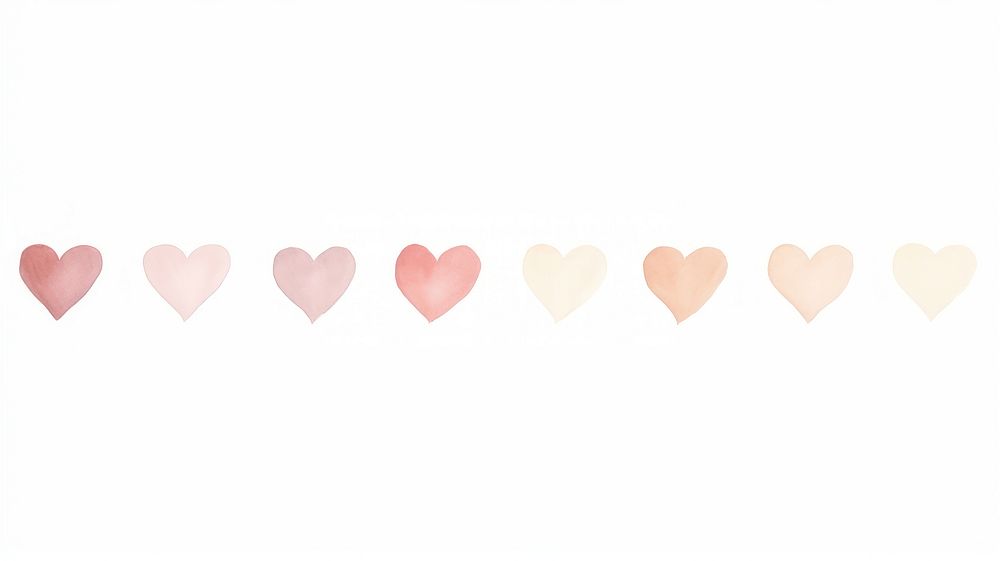 Hearts as divider line watercolour illustration backgrounds white background celebration.