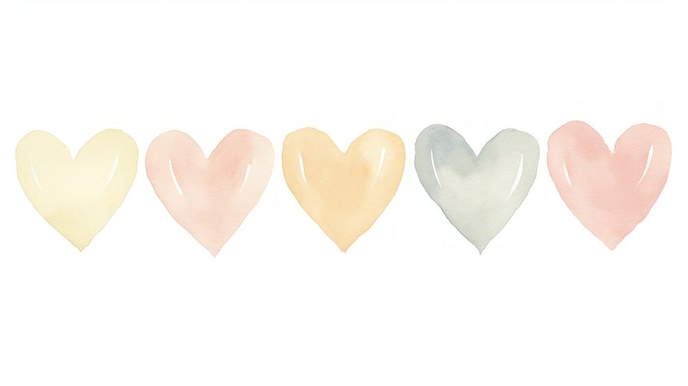 Hearts with lines divider watercolour illustration backgrounds white background creativity.