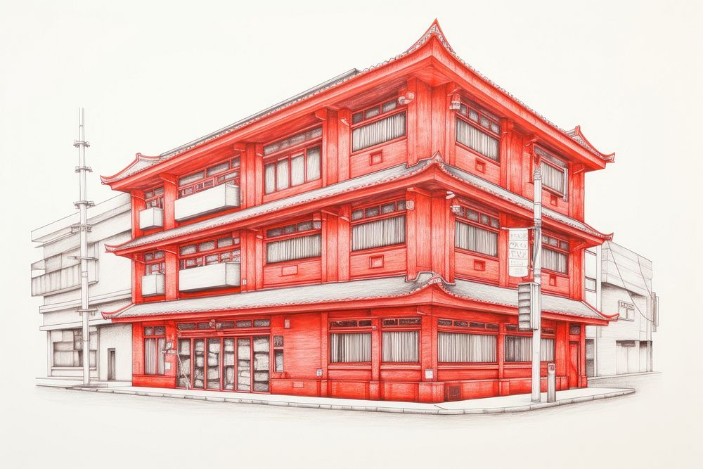 Tokyo city building drawing architecture.