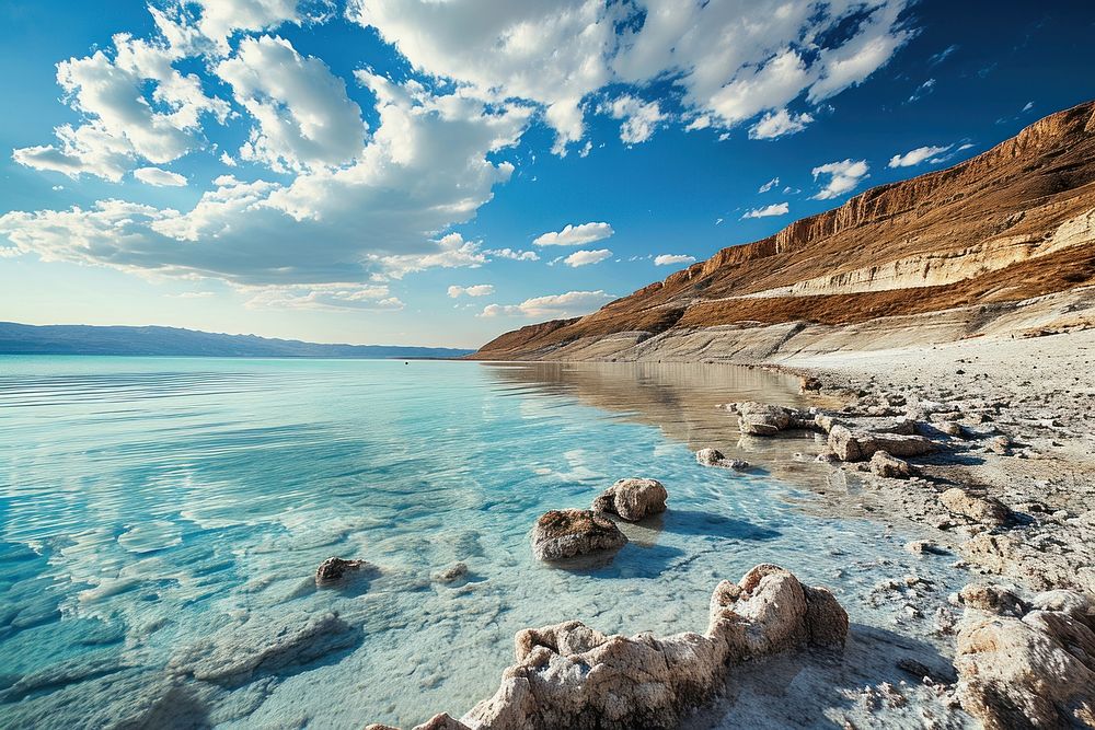 The dead sea landscape outdoors horizon. AI generated Image by rawpixel.