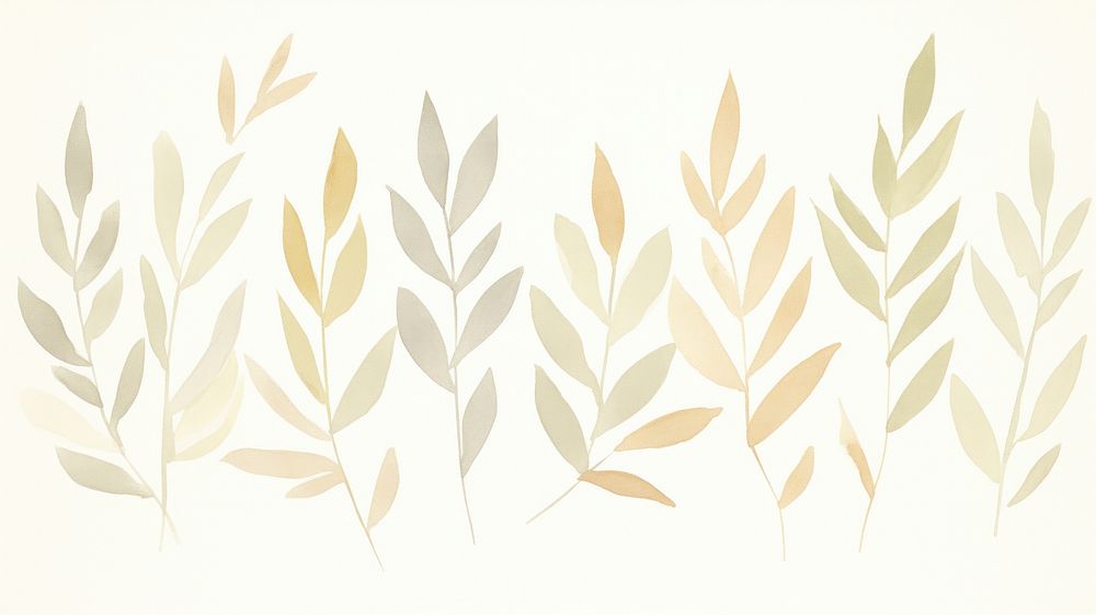 Leaves lines divider watercolour illustration backgrounds pattern plant.
