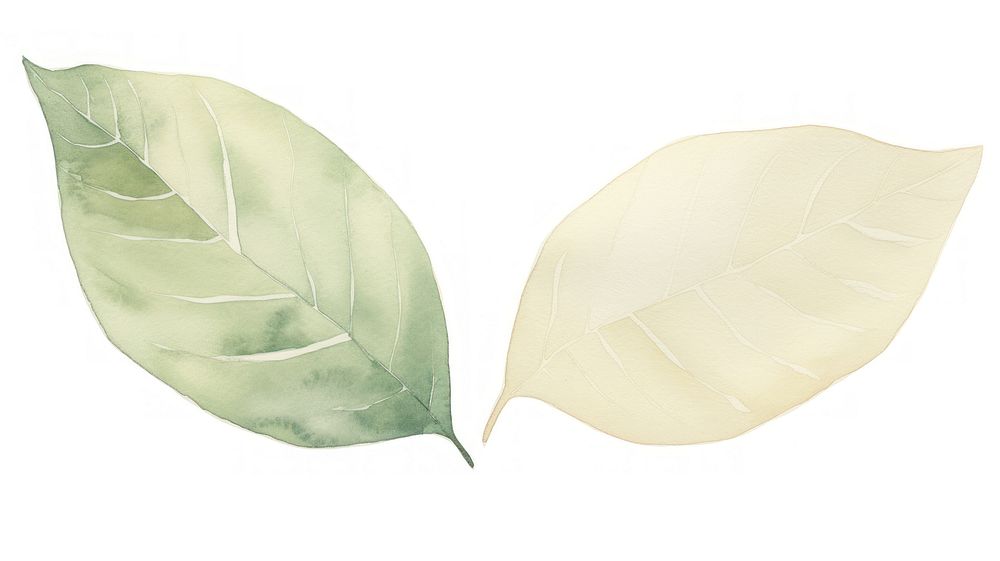 Leaves with lines divider watercolour illustration plant leaf white background.