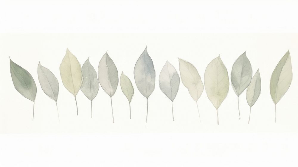 Leaves with lines divider watercolour illustration plant leaf pattern.