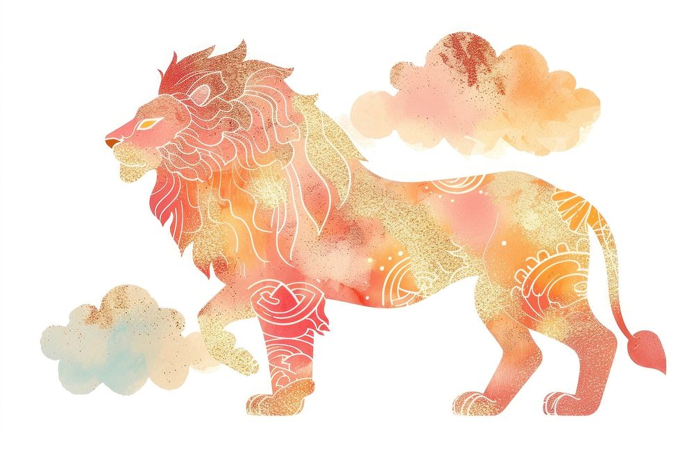 Lion with cloud art painting mammal.
