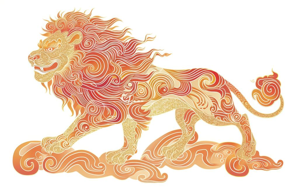 Lion with cloud art drawing mammal.