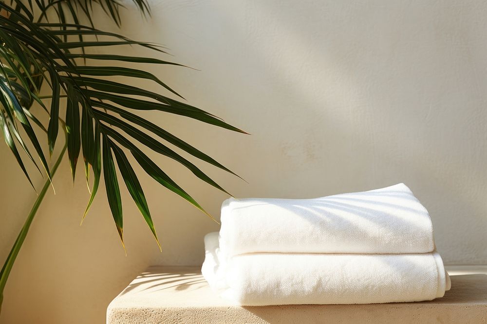 White towels plant wall comfortable.