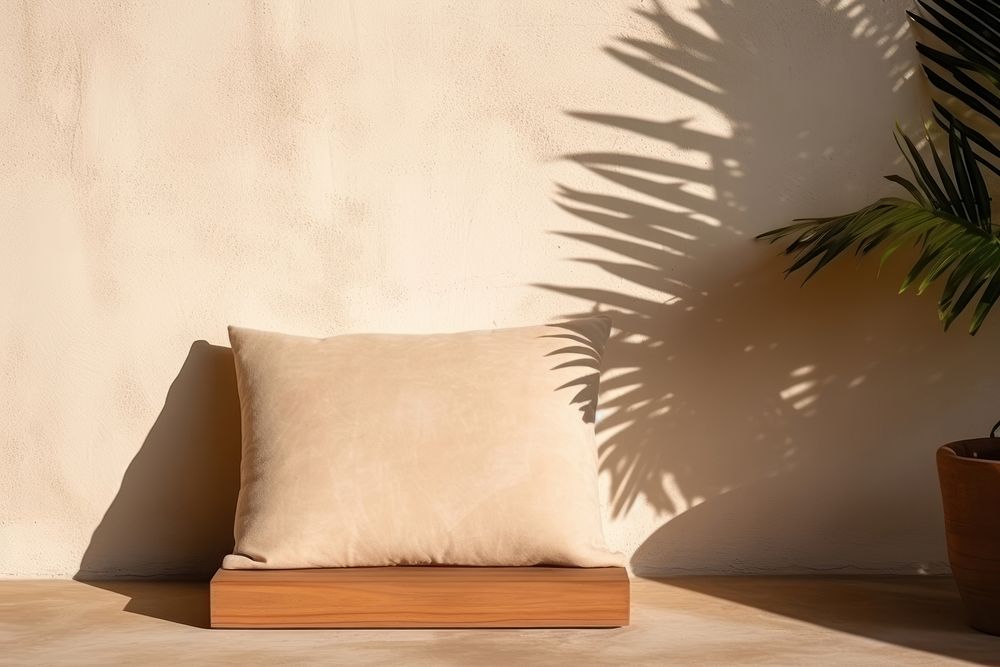 Plain pillow cushion wood wall.