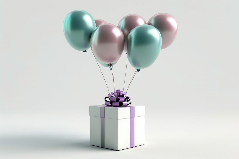 Present box and balloons anniversary celebration decoration. AI generated Image by rawpixel.