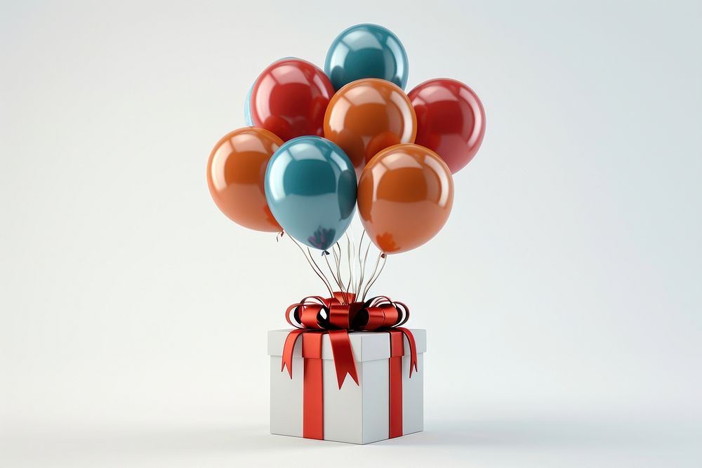 Present box and balloons anniversary celebration decoration. AI generated Image by rawpixel.