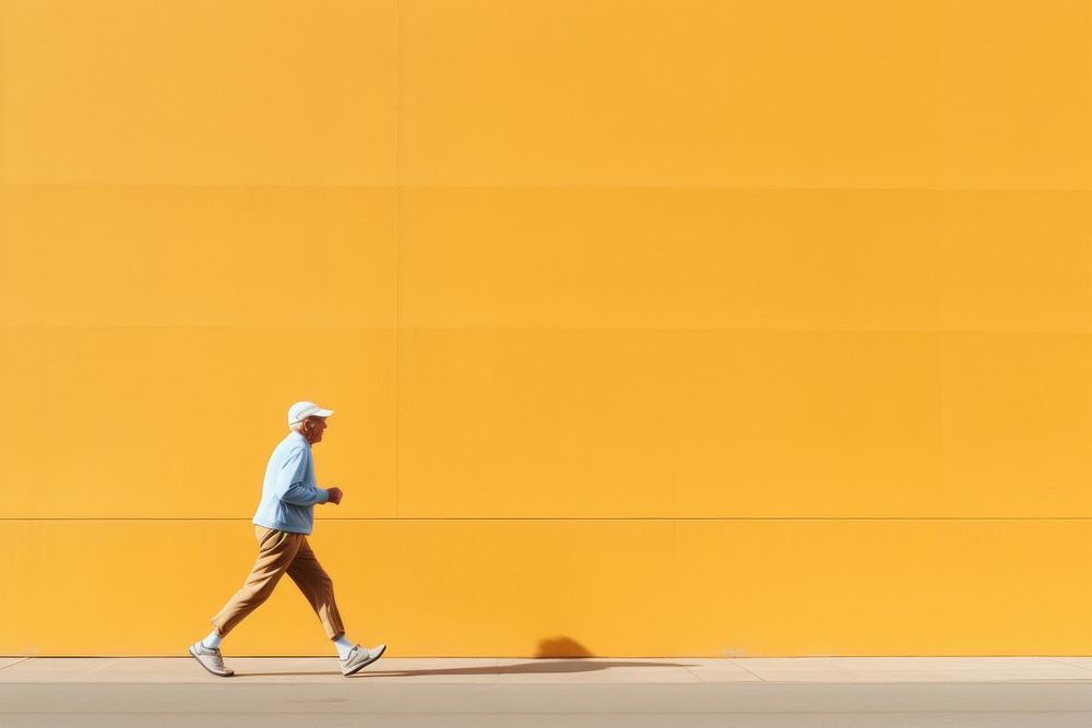 Old person jogging walking running adult. AI generated Image by rawpixel.